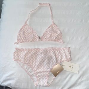 Gucci girls bathing suit pink and white